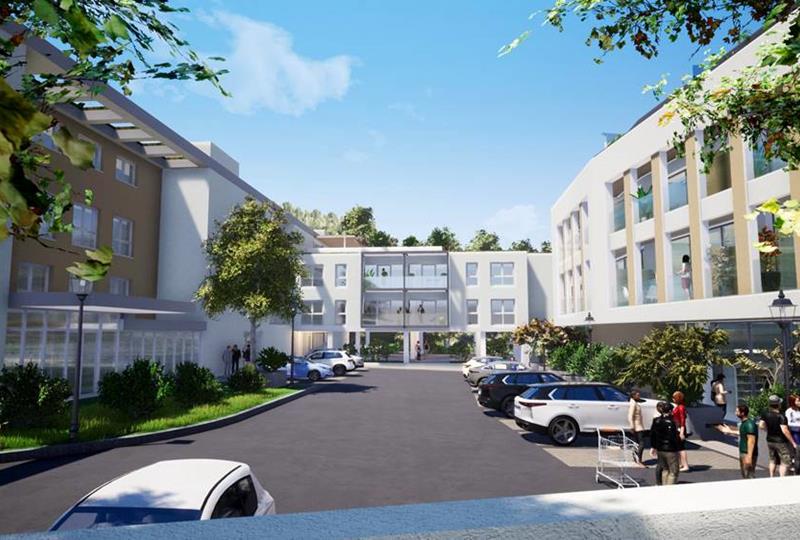 Freifläche und Innenhof im Zentrum des Baugebietes