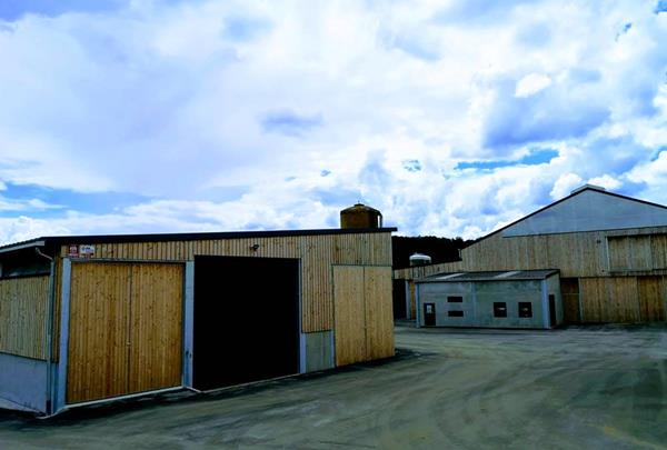 Yard entrance and stables - Yard entrance with calf barn and dairy cattle shed