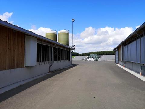 Cour intérieure entre l'étable à vaches laitières et l'étable à veaux